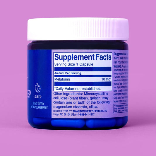 Swanson Wio Complete Sleep Makeover For Better Sleep, Relax, Relaxation, Extra Strength Circadian Sleep Cycle Support, Melatonin 10 Mg, Mental Wellness -  Bottle, 30 Capsules (30-Day Supply)