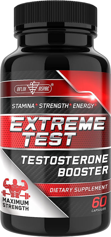 Influx Inspire Testosterone Booster For Men - Test Booster For Stamina, Endurance & Strength - 60 Capsules