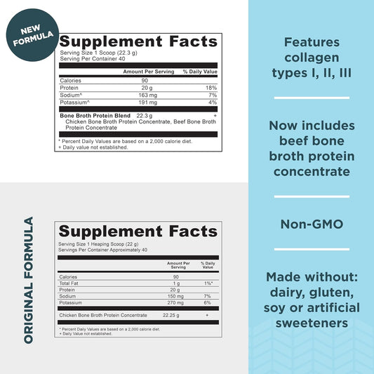 Ancient Nutrition Bone Broth Protein Powder, Pure Flavor, 20G Protein