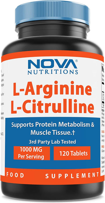 Nova Nutritions L-Arginine L-Citrulline 1000Mg - Promotes Mu