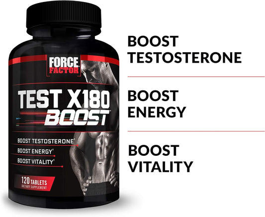 Force Factor Test X180 Boost Testosterone Booster And Energy Supplement For Men, Boost Energy, Increase Stamina, Enhance