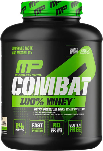 Musclepharm Combat 100% Whey, Vanilla - 5 Lb Protein Powder - Gluten F