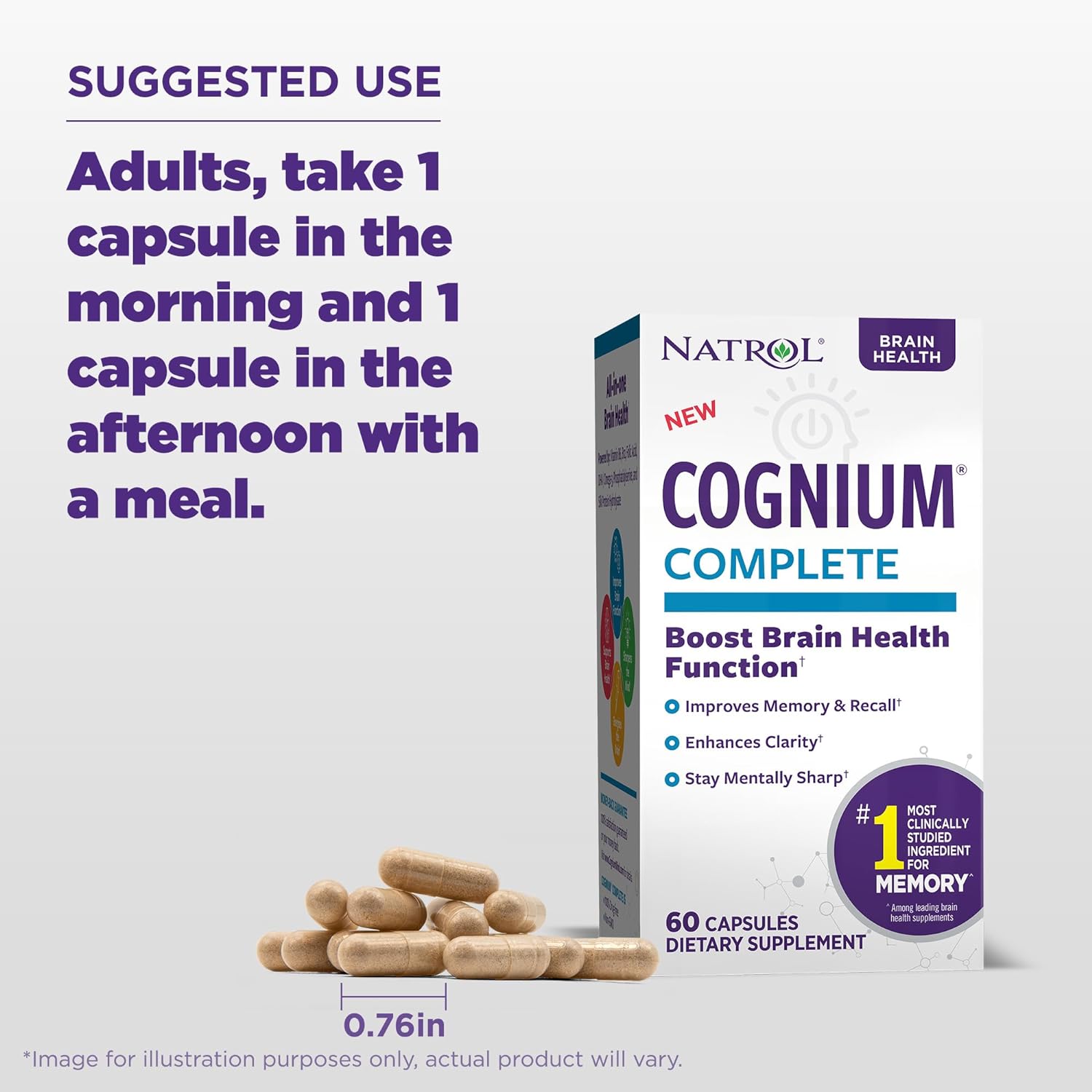 Natrol Cognium Complete, Brain Health, 100 mg Capsules, 60 Count