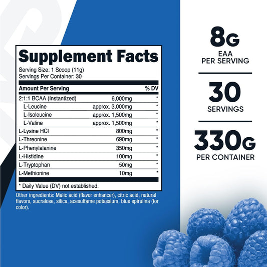 Nutricost Eaa Powder 30 Servings (Blue Raspberry) - Essential Amino Acids - Non-Gmo, Gluten Free, Vegetarian Friendly