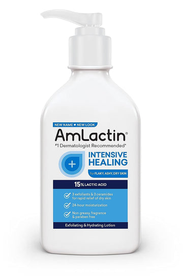 AmLactin Rapid Relief Restoring Body Lotion β 7.9  Pump Bottle β 2-in-1 Exfoliator and Moisturizer with Ceramides and 15% Lactic Acid for 24-Hour Relief from Dry Skin