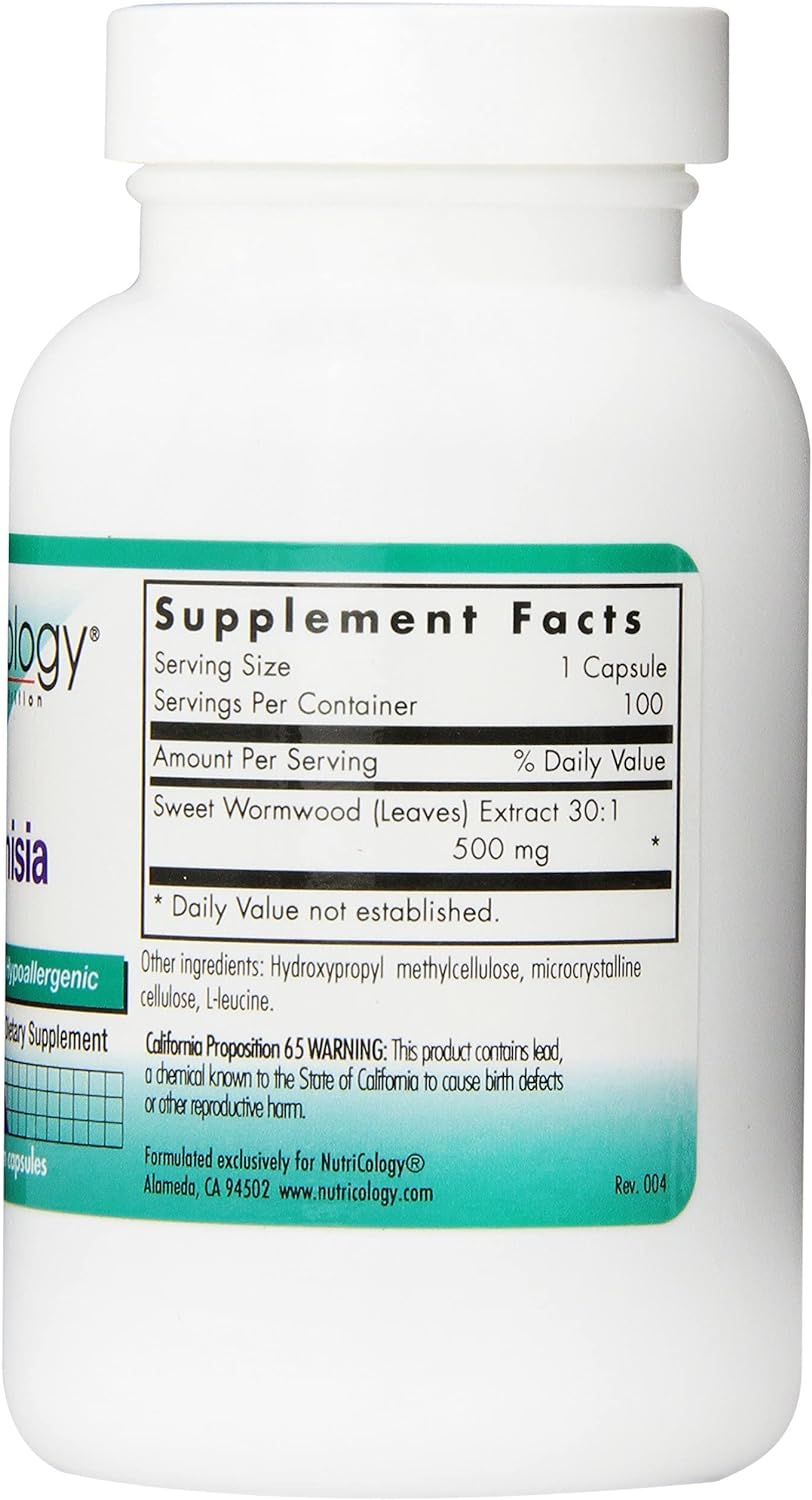 NutriCology Artemisia - Sweet Wormwood Extract - 100 Vegetarian Capsul