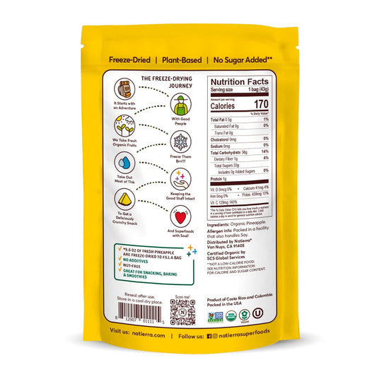 Natierra Nature'S Organic Freeze-Dried Pineapples | Gluten Free & Vegan | 1.5 Ounce