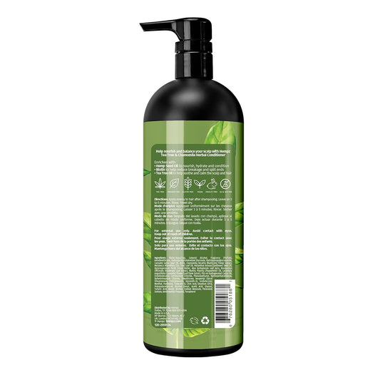 Hempz Biotin Hair Conditioner - Tea Tree & Chamomile - For Scalp Care Hair Growth & Strengthening of Dry, Damaged and Color Treated Hair, Hydrating, Softening, Moisturizing - 33.8
