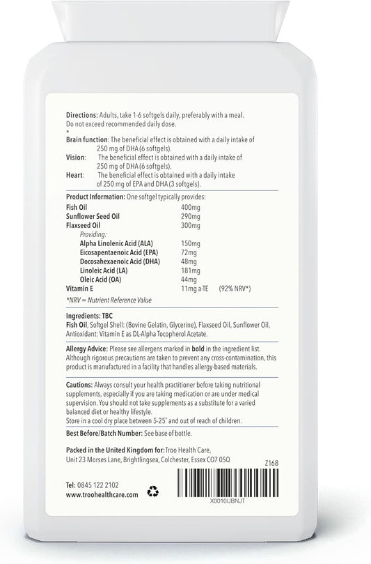 Omega 3 6 9 Fish Oil 1000mg 90 Softgel Capsules - Essential Fatty Acid120 Grams