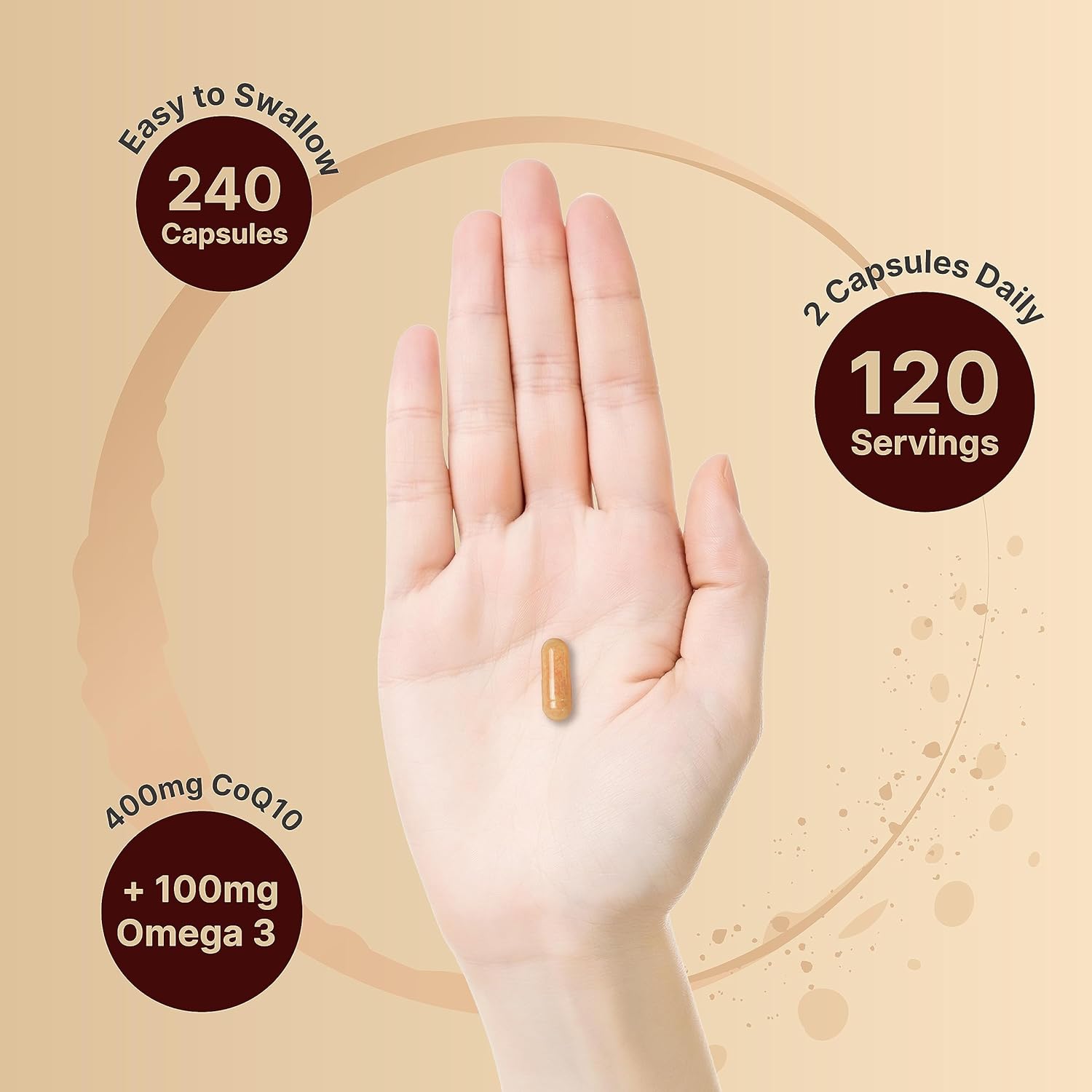 CoQ10 (Ubiquinone) 400mg with Omega 3 Fatty Acids, 240 Capsules | Stab