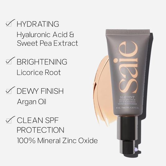 Saie Slip Tint Dewy Tinted Moisturizer SPF 35 Sunscreen Five + Half