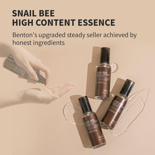 Benton Snail Bee Highcontent Essence (3.38 .) | Snail Mucin Essence, Snail Mucin Serum For Hydrating, Bee Venom Serum For Skincare, Korean Serum For Face, Snail Mucin Serum