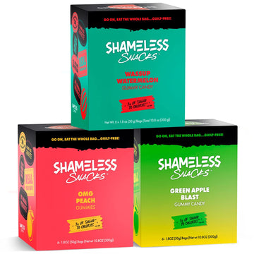Shameless Low Carb Keto Gummy Bundle - Watermelon, Sour Peach And Green Apple Gluten Free Candy