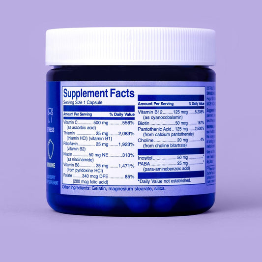 Swanson Wio Stress Restore & Immune Reload Stress Support, Immune Defense, B Vitamins, Vitamin C, Biotin, Paba, Mental Wellness, Immune Health -  Bottle, 30 Capsules (30-Day Supply)