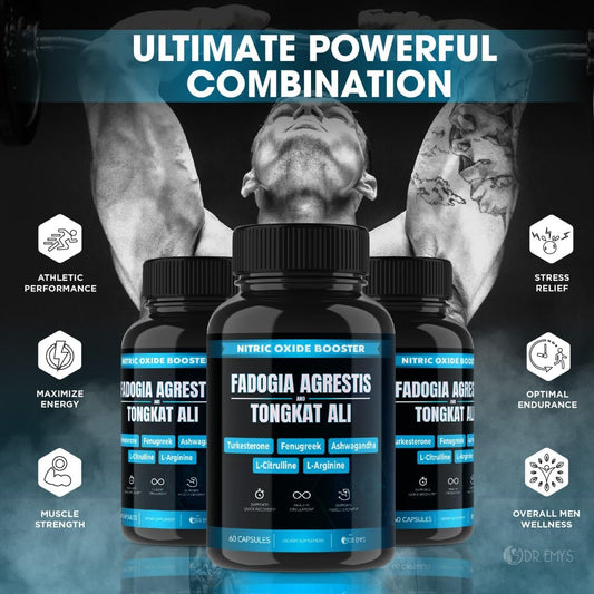 (2 Pack) Tongkat Ali Fadogia Agrestis And L Arginine Citrulline Nitric Oxide Supplement For Men With Fenugreek, Turkeste
