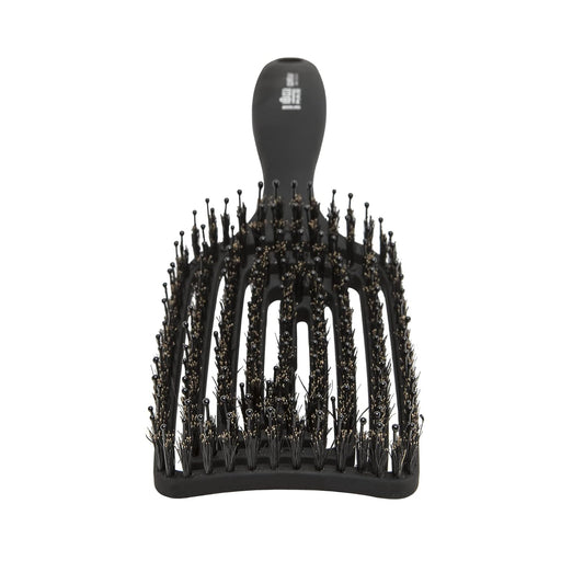 Ibiza Hair Professional Detangling Brush with Boar/Nylon Ball Tip Bristles (Contour Vent), Geometrical Design Contours to the Shape of the Head for Damage Free Detangling, Waterproof, Heat Resistant