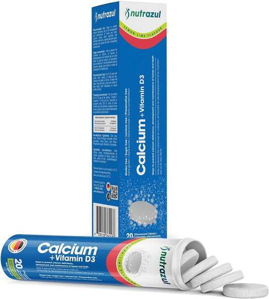 Nutrazul Calcium + Vitamin D3 Effervescent Tablets-Lemon-Lime 20S | 2