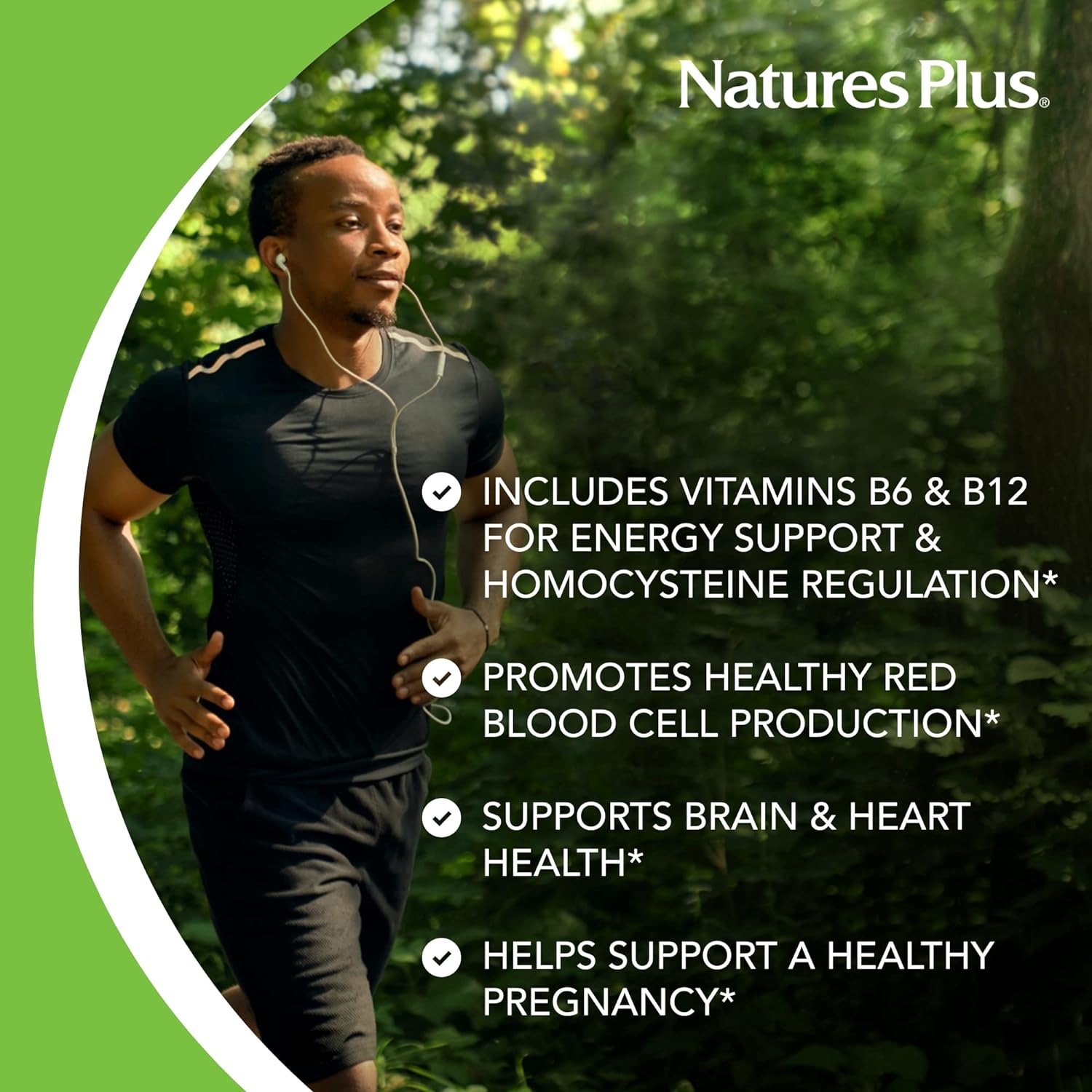 NaturesPlus Folic Acid Hearts (Methylfolate) - 400 mcg, 90 Vegetarian