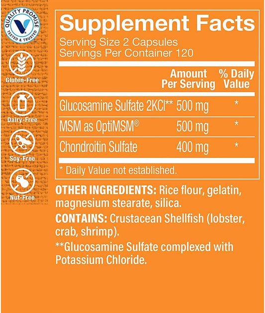 The Vitamin Shoppe Glucosamine, Chondroitin, Msm (240 Capsul