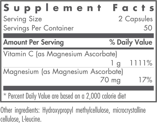 NutriCology Magnesium Ascorbate - Buffered Vitamin C, Immune Support -
