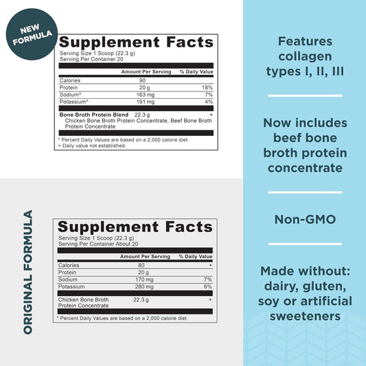 Ancient Nutrition Bone Broth Protein Powder, Pure Flavor, 20 Servings