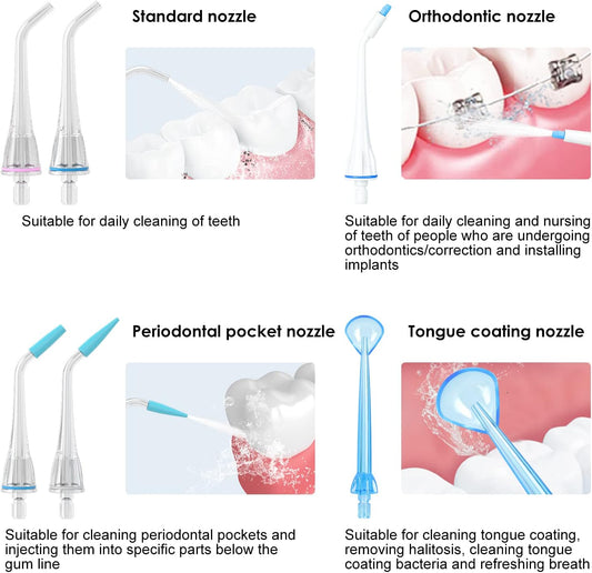 IORAB Water Flosser Tips (6 pcs Combo Kit), Compatible with