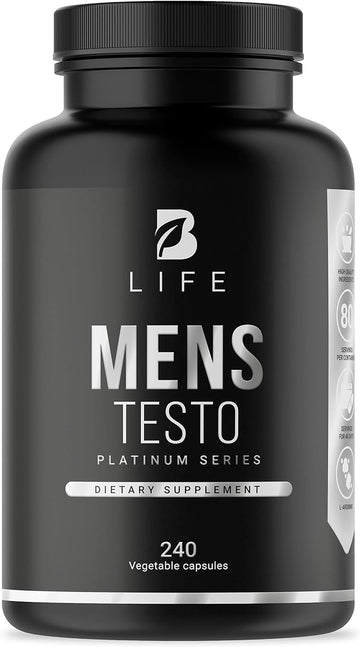 Testosterone Booster For Men - Mens Testo B Life 240 Capsules - Ultimate Male Performance Enhancement Supplement - Boost