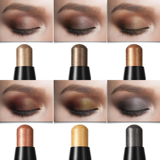 BTremary 6PCS Matte Metallic Eyeshadow Stick, Light to Dark Brown Cream Shimmer Eyeshadow Pencil, Waterproof Eyeshadow Sticks Set, Long Lasting Moisturizing, Crease Resistant, No Fall Out