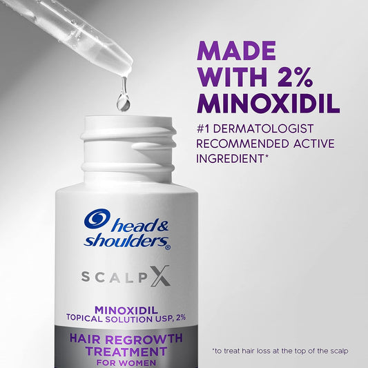 Head & Shoulders Scalp X 2% Minoxidil for Women, Hair Regrowth Treatment for Thinning Hair and Hair Loss, Topical Solution, 3 Month Supply, 2   Each, Pack of 3