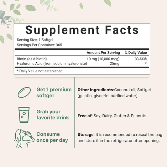 Micro Ingredients Biotin 10,000Mcg W/Hyaluronic Acid 25Mg | 365 Virgin