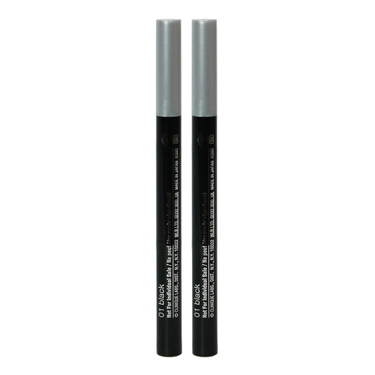 Pack of 2 x Clinique Pretty Easy Liquid Eyelining Pen Color Black, 0.01  each Travel Size, Unboxed