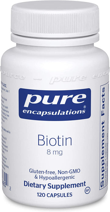 Pure Encapsulations Biotin 8 Mg | B Vitamin Supplement For Stress Relief, Hair, Skin, And Nail Strengthening, Metabolism, Glucose Support, And Nervous System*