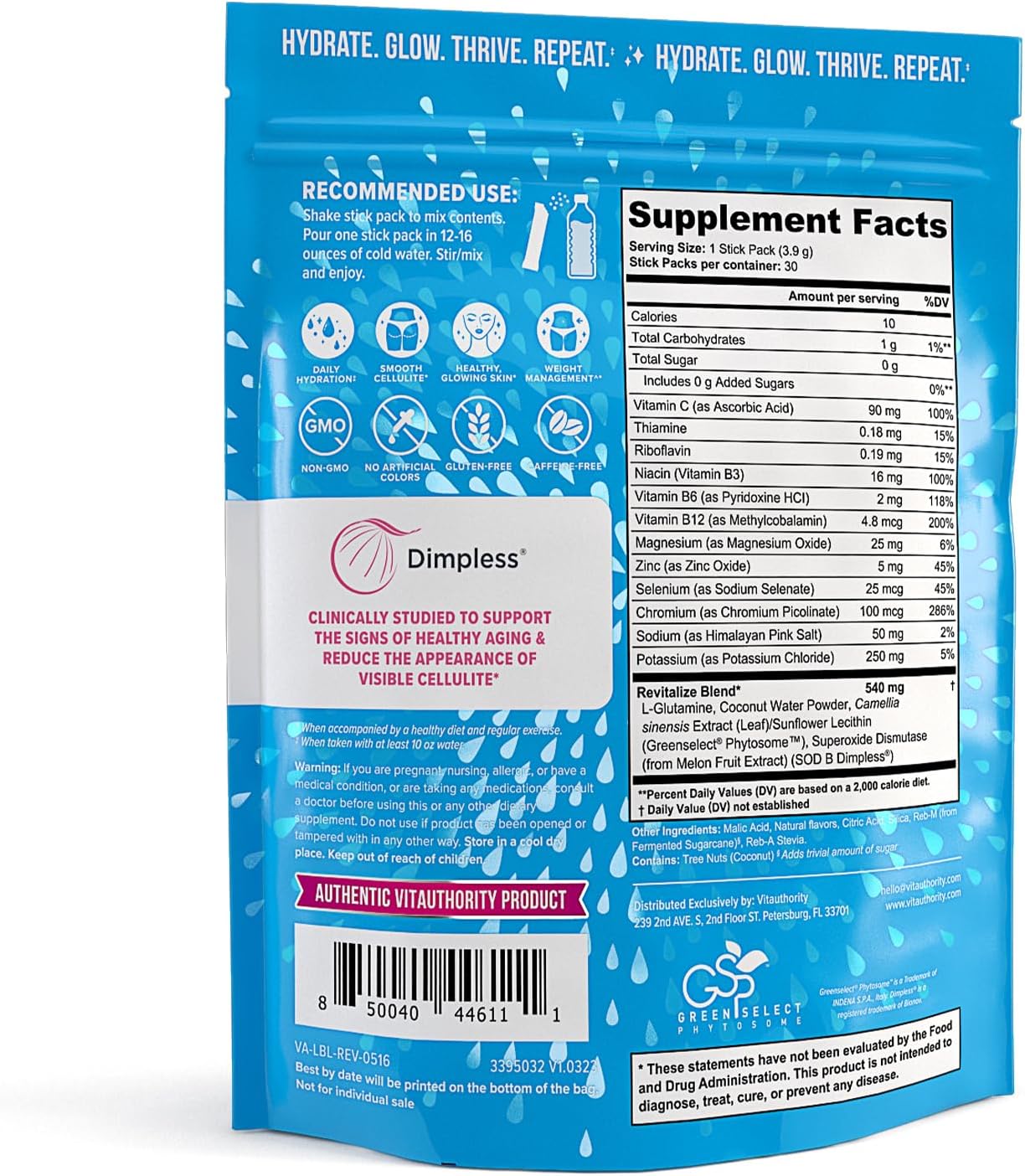 Vitauthority Vegan Collagen Powder for Women - Sugar Free Electrolytes