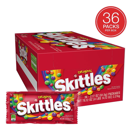 Skittles Original Summer Chewy Candy Packs, 36 Ct Bulk Candy Box