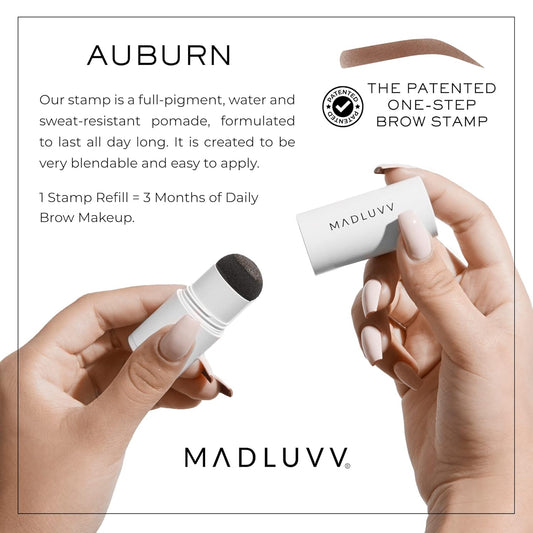 MADLUVV Patented 1-Step Brow Stamp⢠Refill, The Original Viral Eyebrow Stamp for Filling and Shaping, Smudge-Proof, Blendable, Water Resistant Pomade Formula in the Cap (Auburn)
