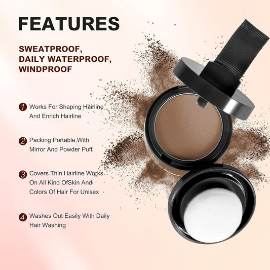 Acosexy Root Touch Up Hair Powder, Instantly Root Cover Up Hairline Shadow Powder,Dark Brown for Thinning Hair for Women Eyebrows, Gray Hair Coverage Touch Up Hair Powder For Men Beard Line,Bald Spots (Brown)
