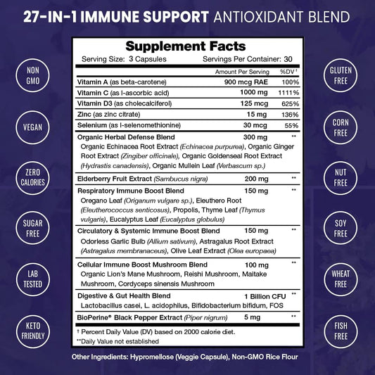 27 In 1 Immune Support Supplement | Antioxidant Immune Boosters For Ad