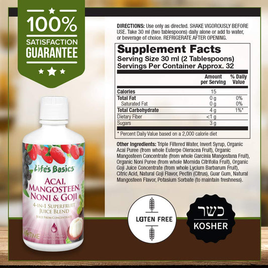 Lifetime Acai, Mangosteen, Noni & Goji Superfruit Juice Blend | Dynami