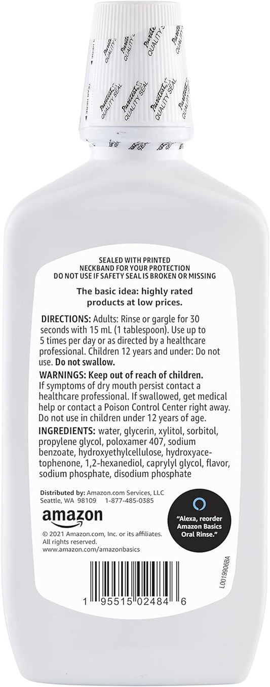 Amazon Basics Dry Mouth Oral Rinse, Alcohol Free, Mint, 16 uid , 1-Pack (Previously Solimo)