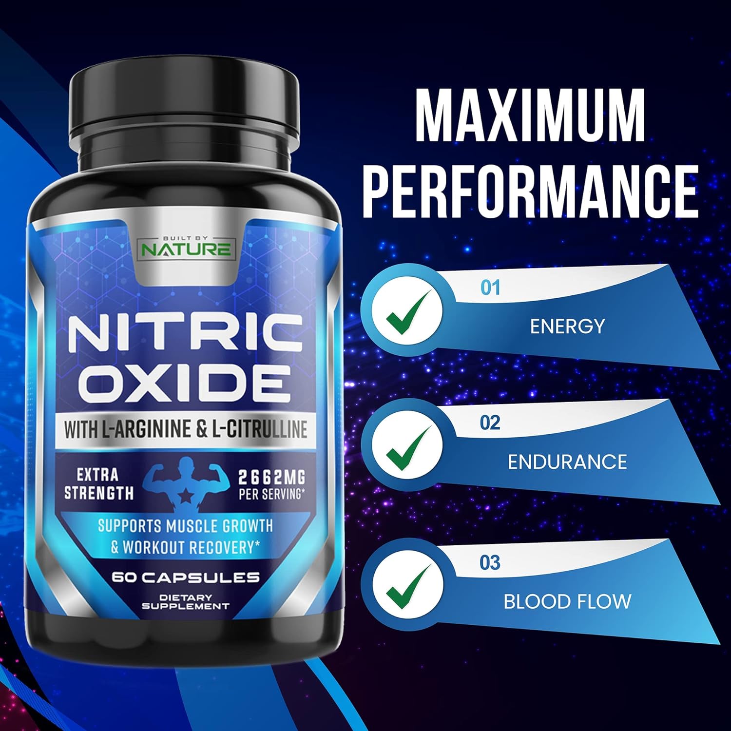 Nitric Oxide Supplement L Arginine Extra Strength - Citrull