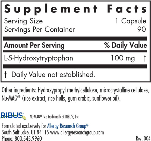 Allergy Research Group - 5-Htp 100Mg - L-5-Hydroxytryptophan - 90 Vege1.76 Ounces