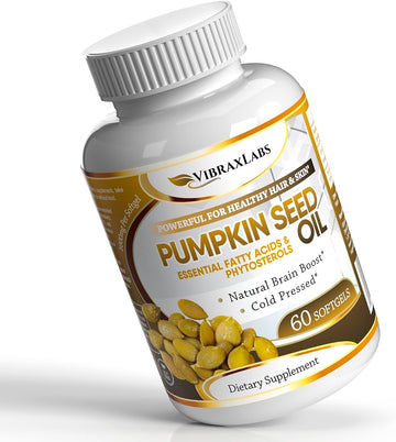 Pumpkin Seed Oil - 100% Cold Pressed Pure 1000mg Extraction - Best for Hair Growth, Younger Looking Skin & Face, Bladder