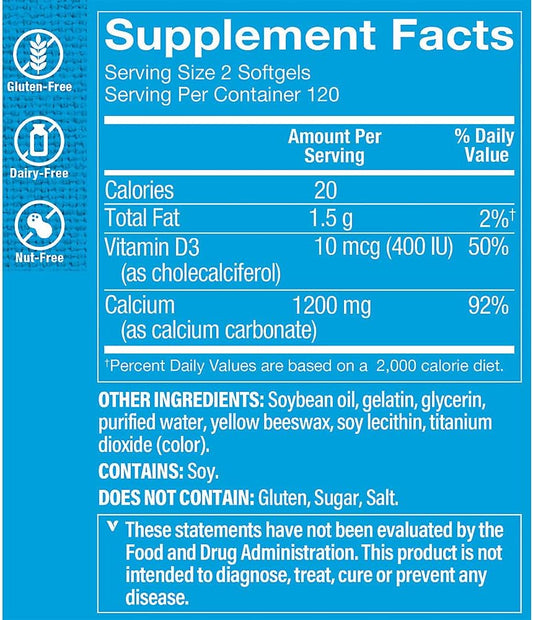 The Vitamin Shoppe Calcium With Vitamin D3 1,200Mg, Supports Bone Teet