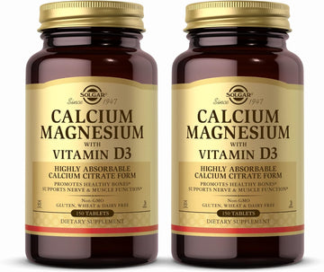 Solgar Calcium Magnesium With Vitamin D3-150 Tablets, Pack Of 2 - Promotes Healthy Bones, Supports Nerve & Muscle Functi