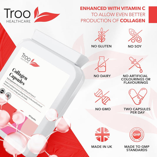Troo Marine Collagen Supplement - 60 High Strength Capsules 1200Mg Ser60 Grams