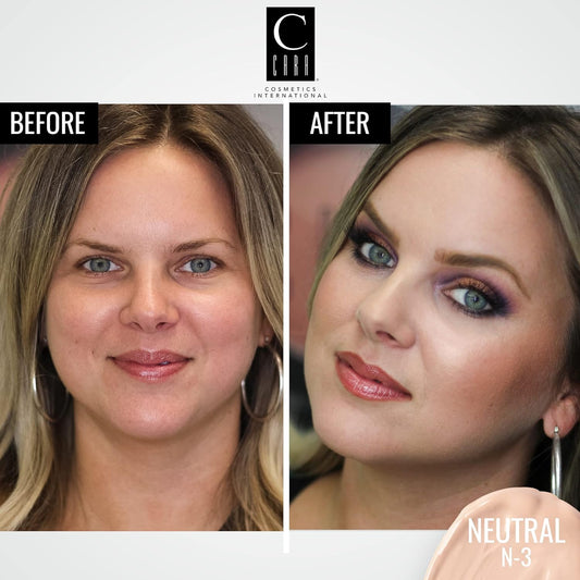 CARA Cosmetics Perfecta Base Foundation - Full Coverage Foundation Makeup, Oil Free Foundation, Light Foundation, Uneven Skin Tone & Oily Skin Foundations, N-3: Neutral Pink Medium,1