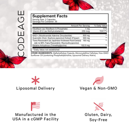 Codeage Liposomal Nad+ Ultra Supplement - Resveratrol, Querc