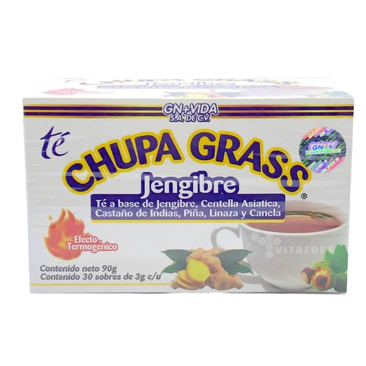 2 Pack Improved Formula Tea Chupa Grass & Panza - Tea Based Ginger, Gotu Kola & Cinammon, Pineapple Jengibre (30 Tea Bags Each)