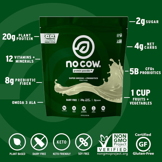 No Cow Plant-Based Protein Powder Plus, 20G Protein With 9 Essential A