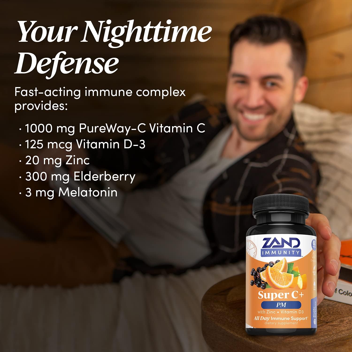 Zand Immunity Super C+ PM, Nighttime Immune Support Plus Melatonin, 10